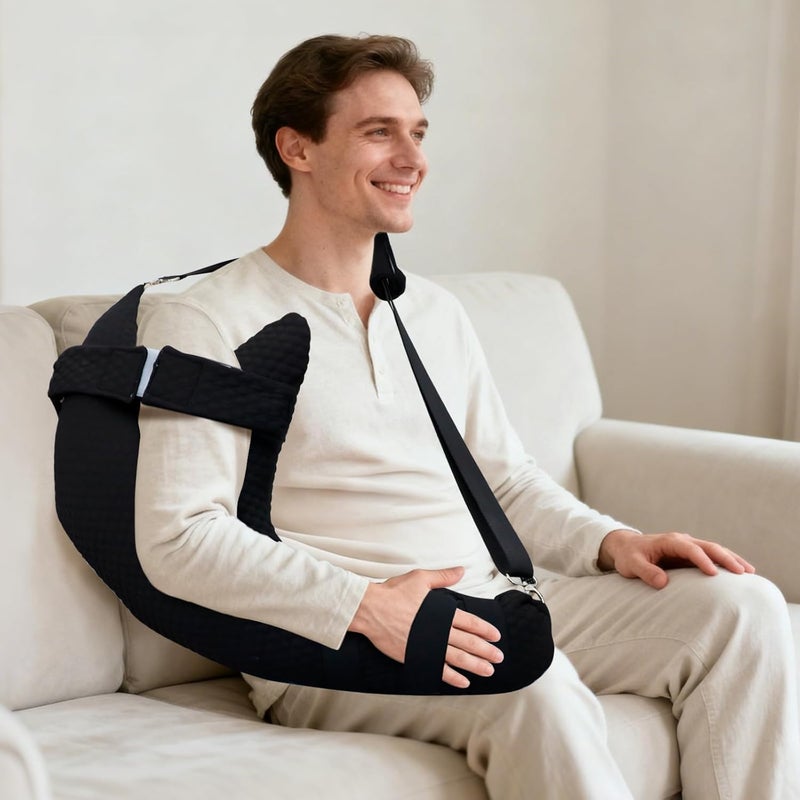 RoamReady Rotator Cuff Pillow, Removable Shoulder Support Pillow for Frozen Shoulder Relief, Post Arm Surgery Recovery Supplies, Broken Arm Cushion for Pain Relief and Side Sleeping, Black - Image 1